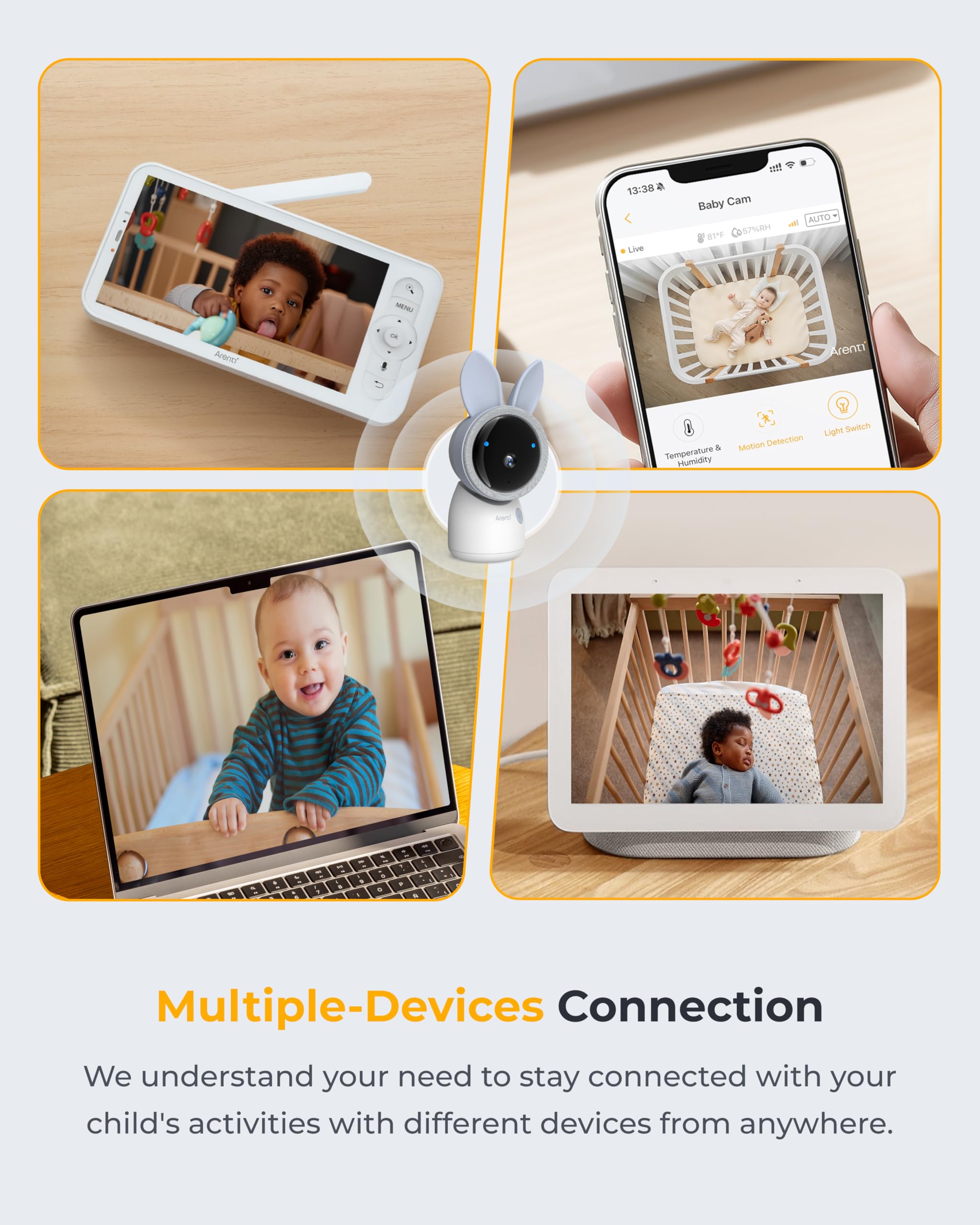 ARENTI upgraded baby monitor motion detection alerts you to activity.