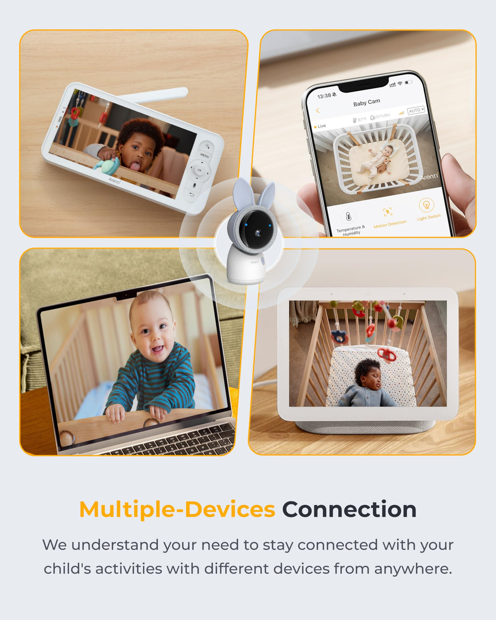 ARENTI upgraded baby monitor motion detection alerts you to activity.