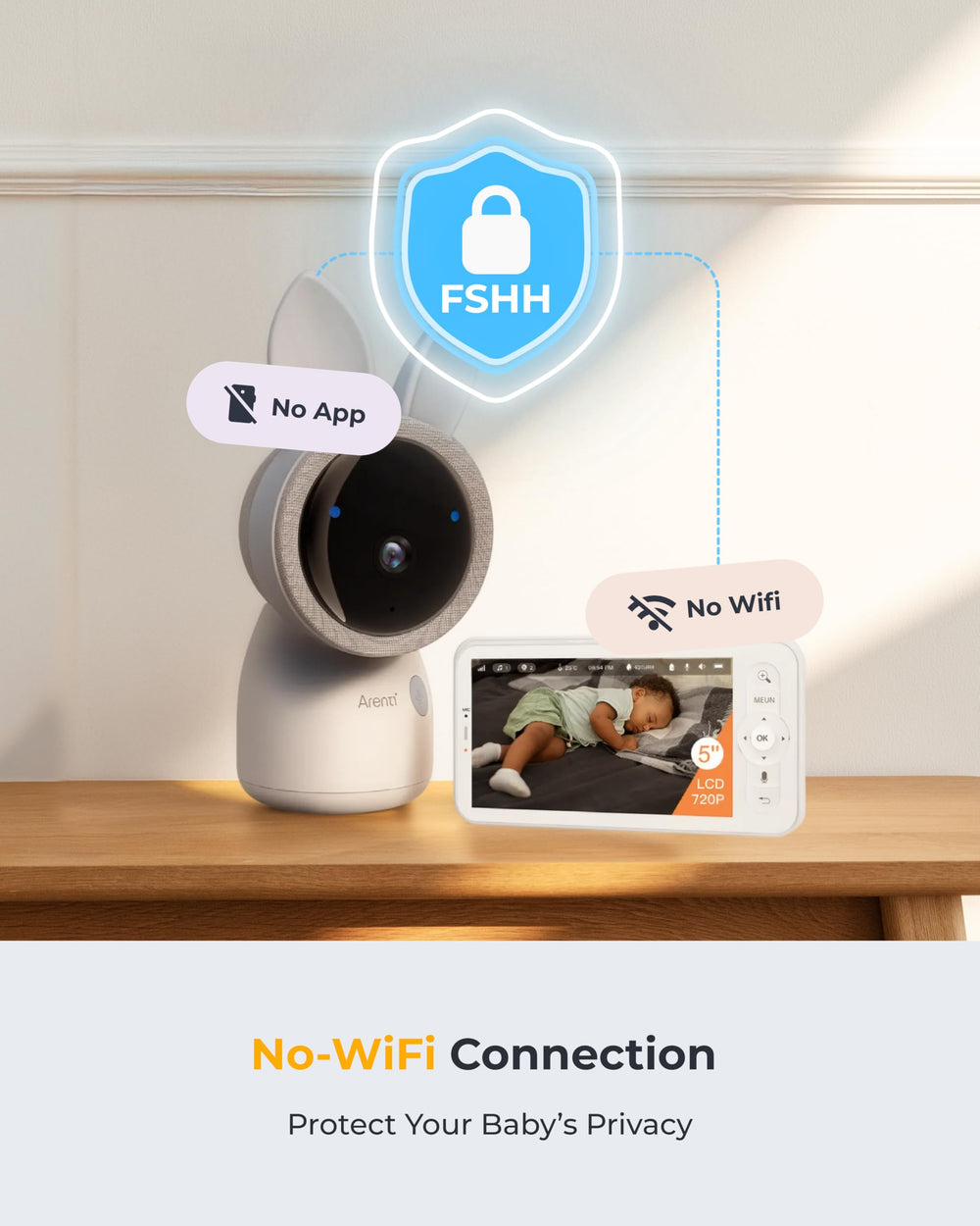 ARENTI upgraded baby monitor lullaby and feeder reminder supports soothing routines.
