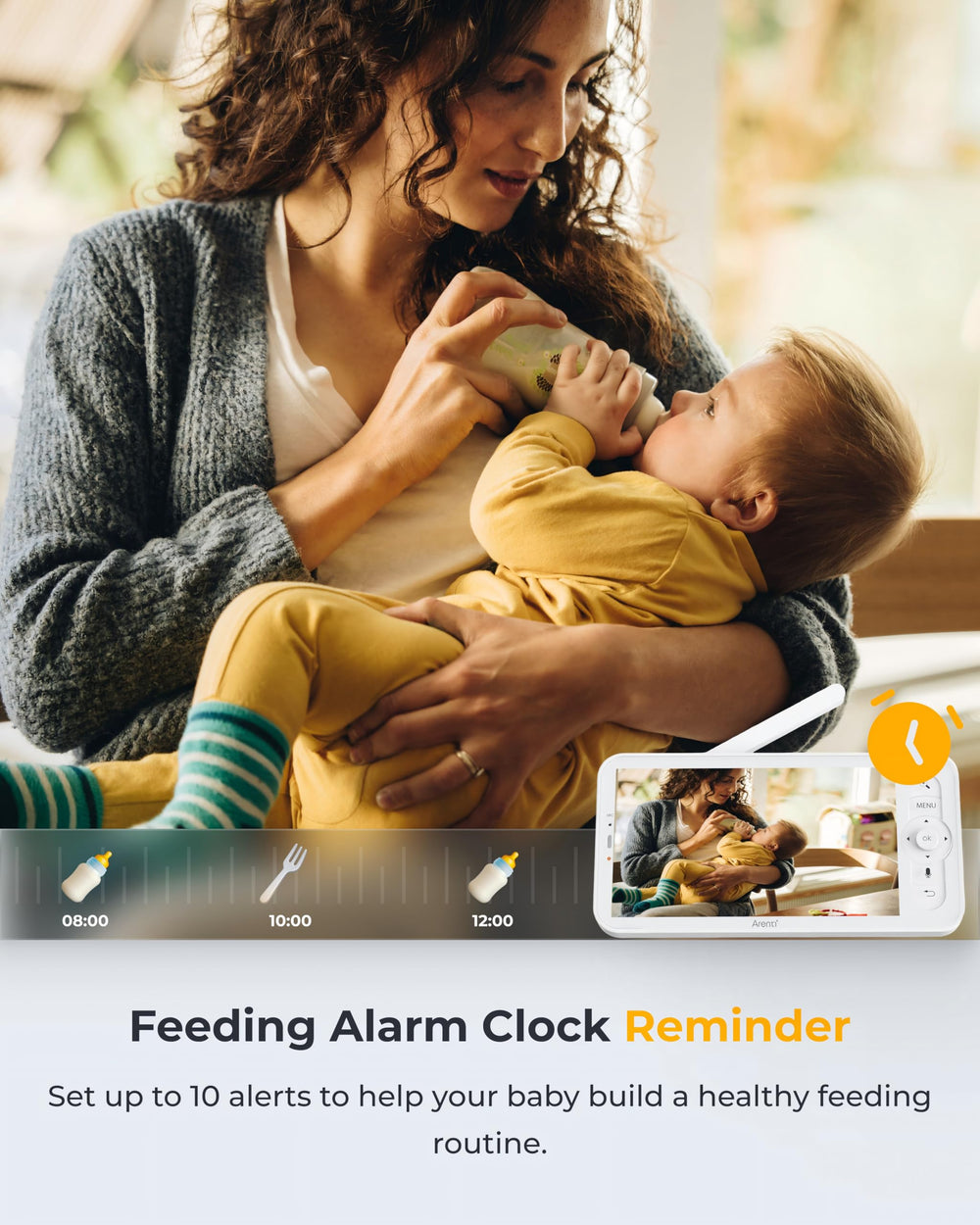 ARENTI upgraded baby monitor temp and humidity sensor tracks nursery climate.