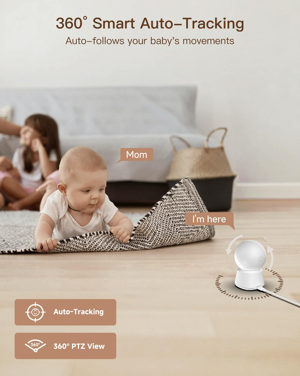 ARENTI WiFi baby camera monitor lullaby feature offers gentle sounds for comforting baby.