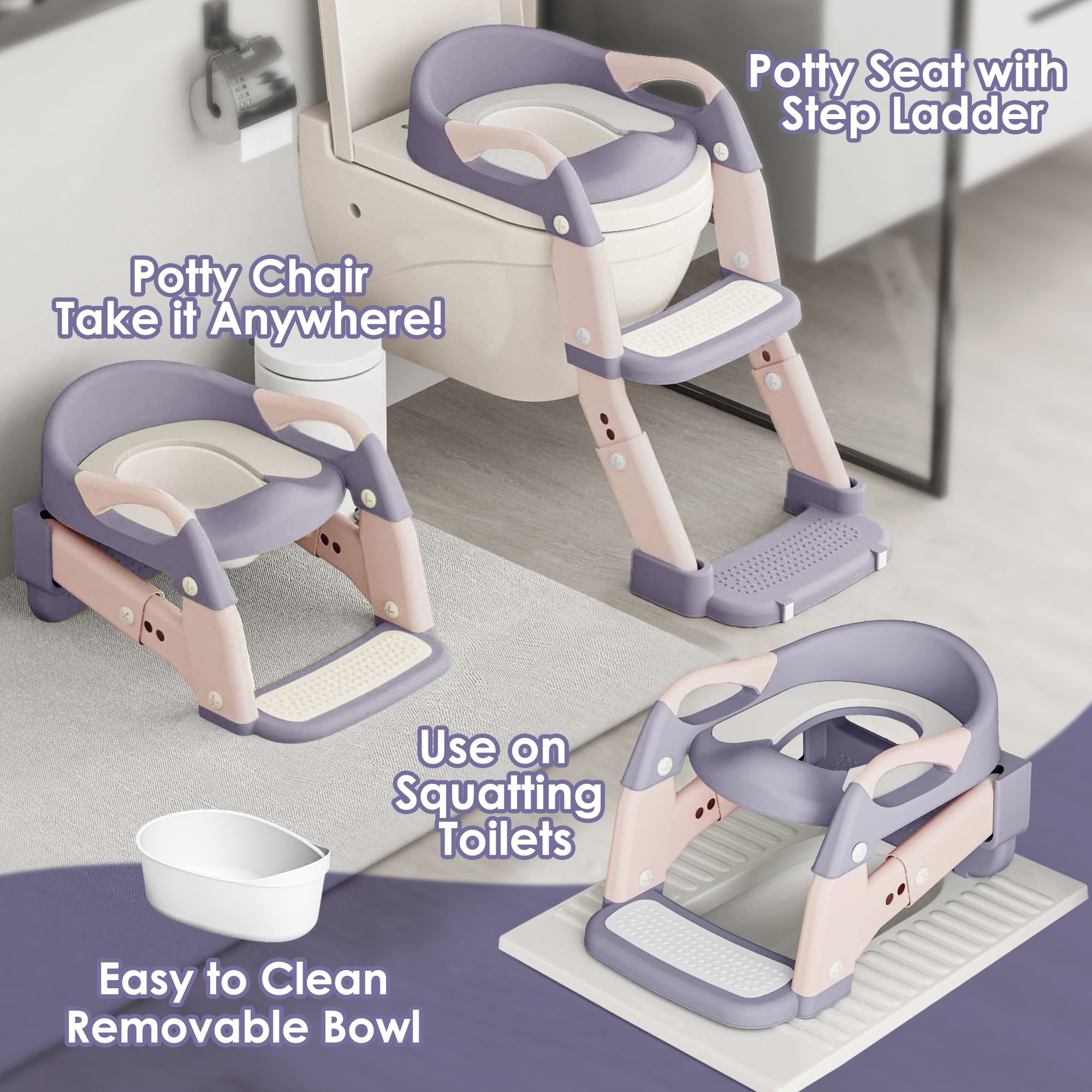 Argenens potty seat with step stool offers stable training support.