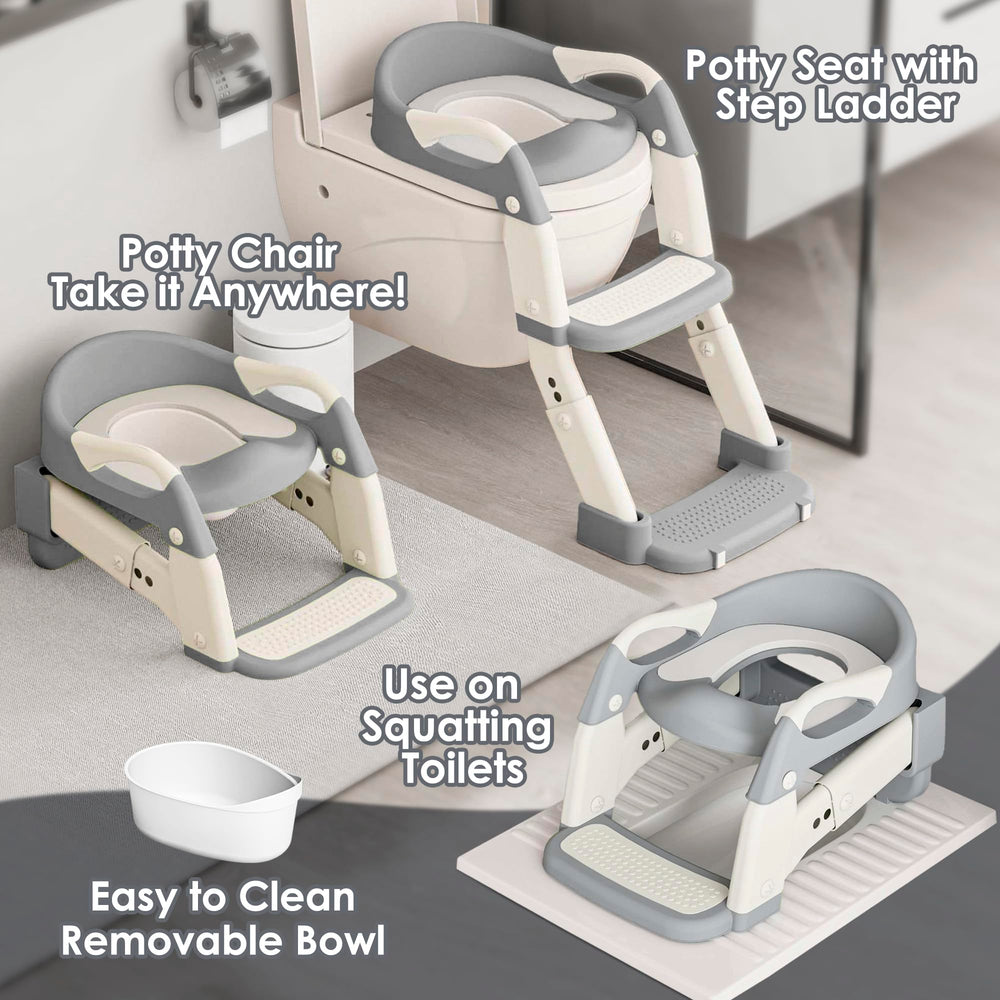 Argenens 3-in-1 Potty Seat step stool provides stable support for toddlers