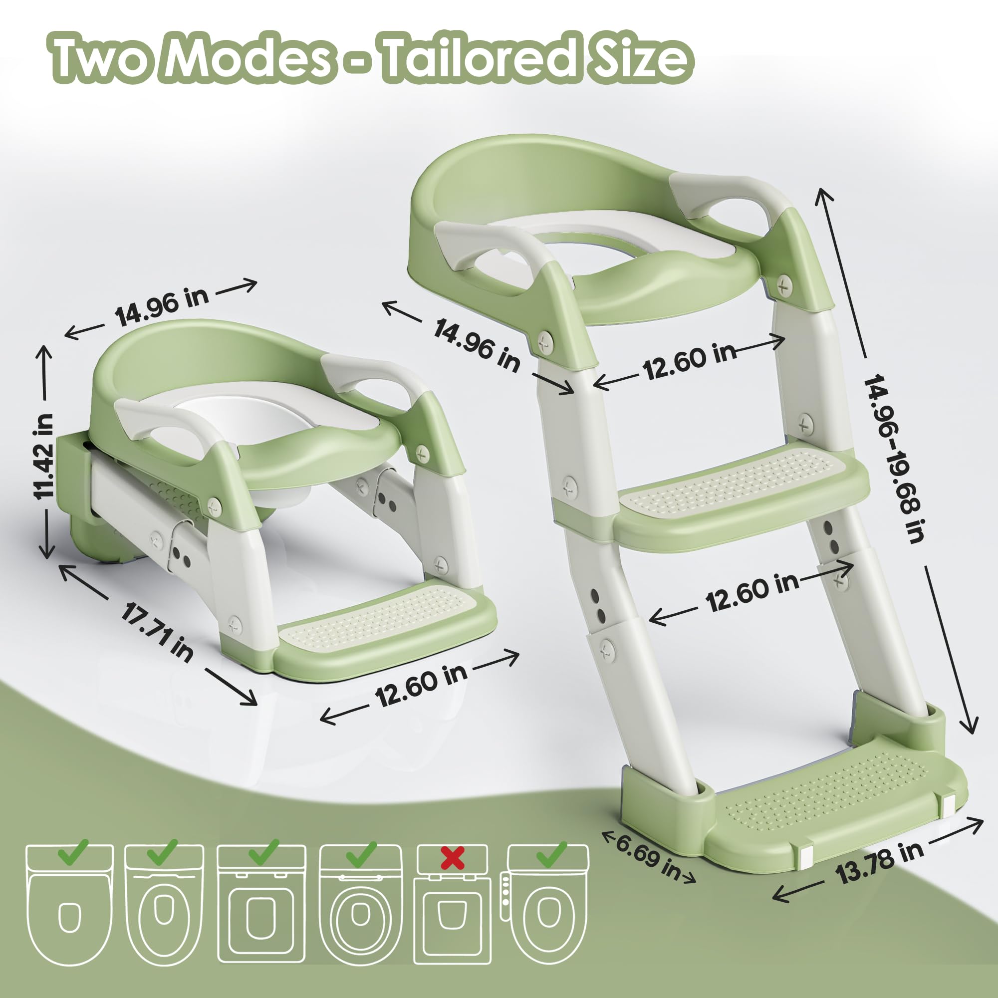 Argenens potty seat anti-slip steps provide secure footing for climbing.