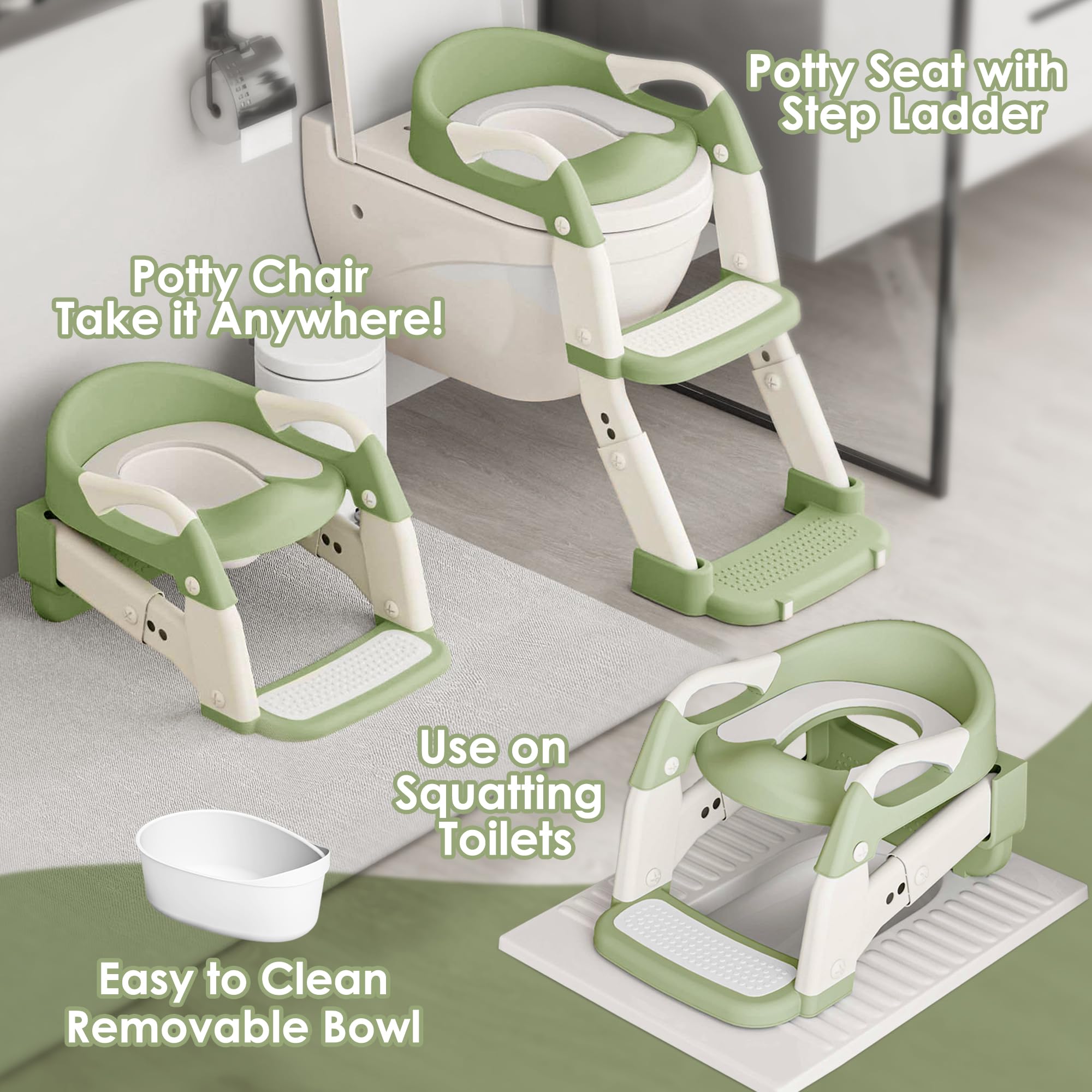 Argenens potty seat with splash guard to contain messes.
