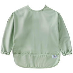 ARI MES long sleeves waterproof baby bib green front view providing full meal-time protection