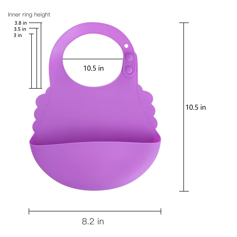 Aricsen silicone baby bib in green shows adjustable neck for growing babies.
