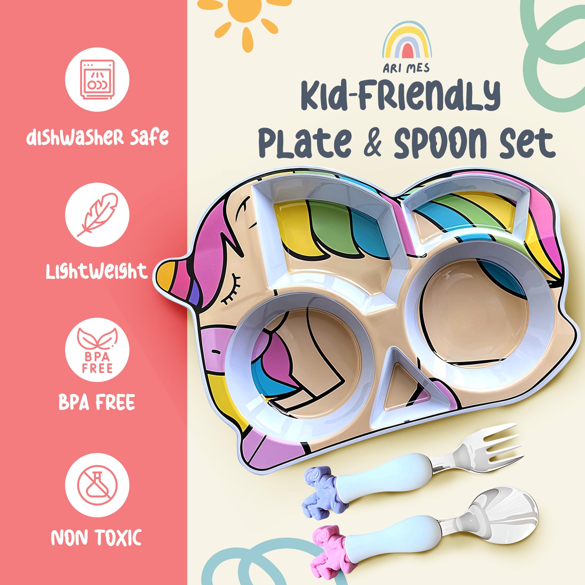 ARI MES gift-pack unicorn dinnerware offers a charming, practical gift choice.