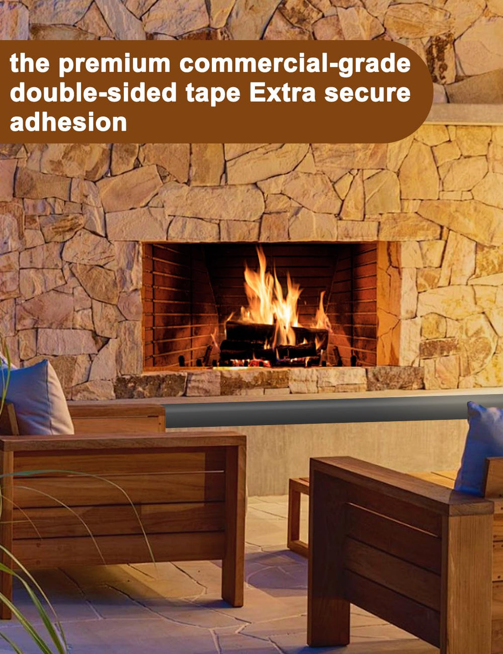 Arinbeb flame-retardant material adds extra safety near fireplace surroundings.