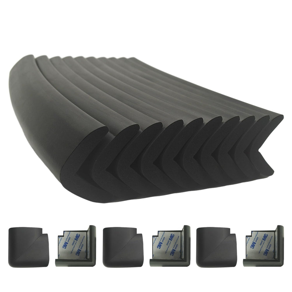 Arinbeb foam corner protector on fireplace edge prevents sharp-contact injuries.