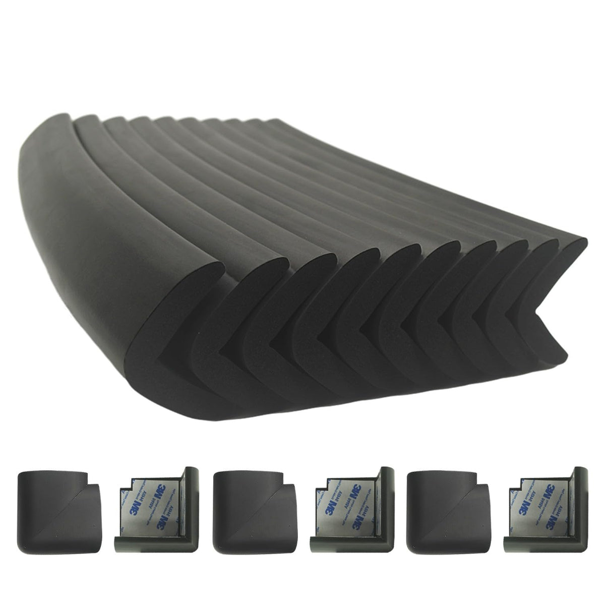 Arinbeb foam corner protector on fireplace edge prevents sharp-contact injuries.