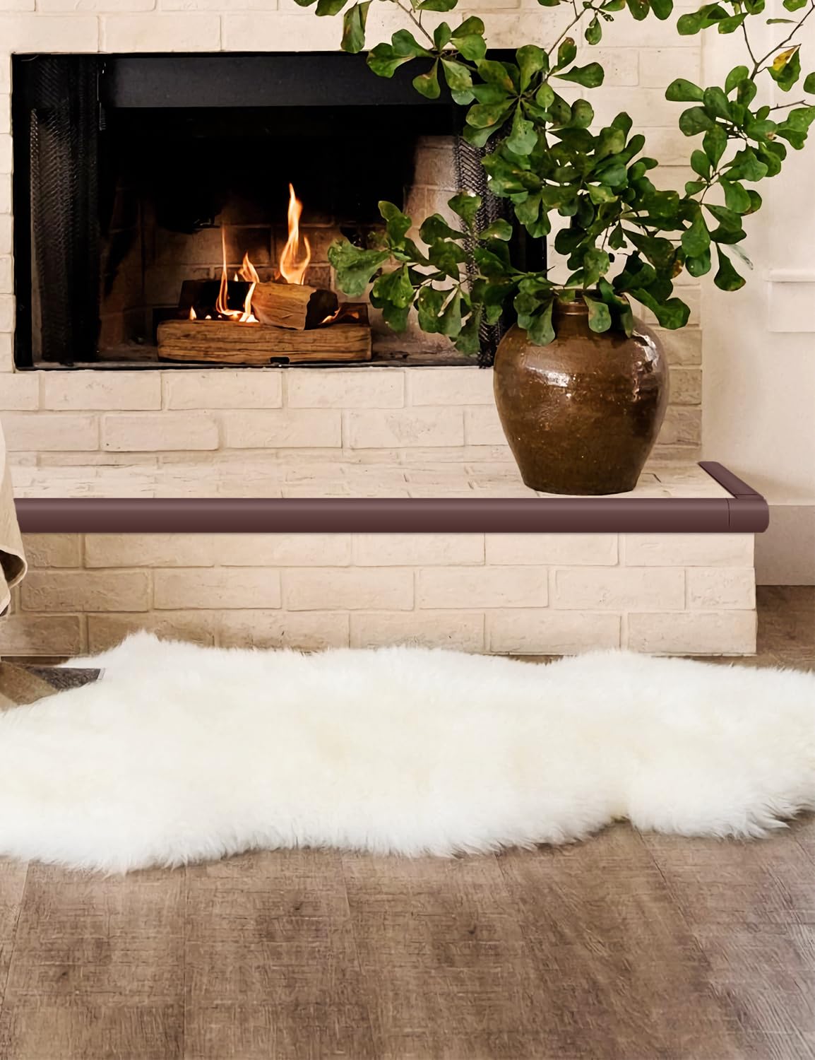 Arinbeb installation guide image illustrates secure bonding to hearth surfaces.
