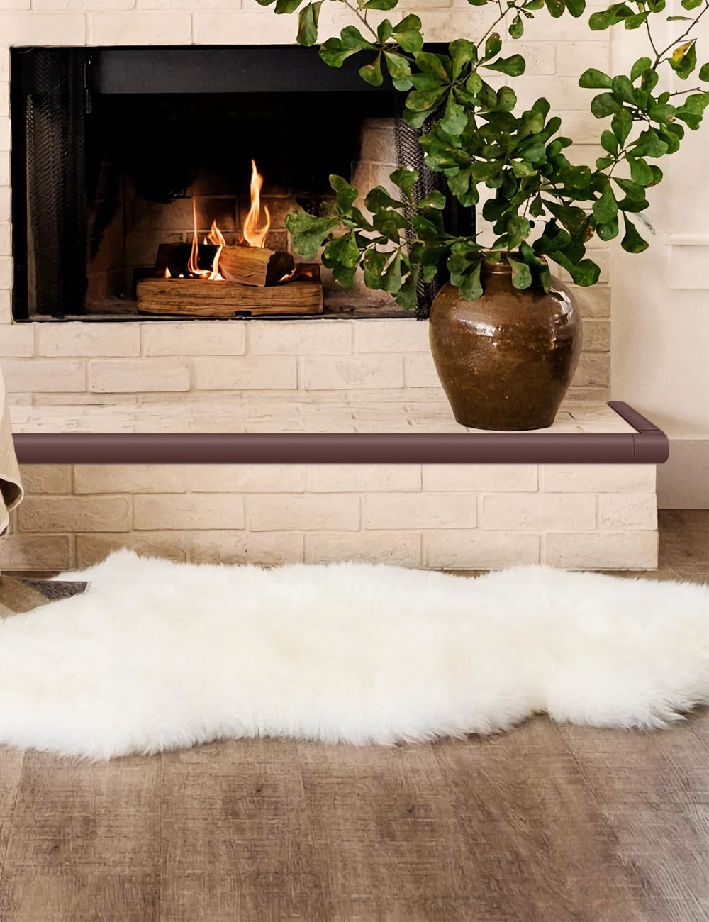 Arinbeb installation guide image illustrates secure bonding to hearth surfaces.