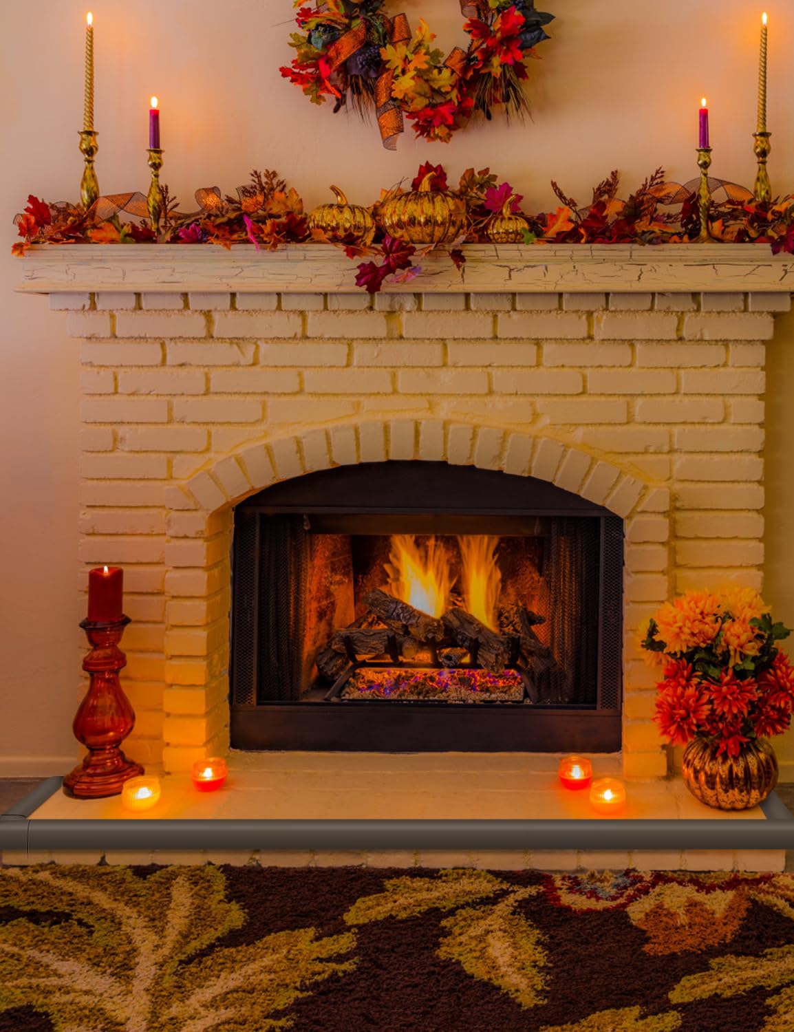 Arinbeb safety bumpers shield pets and little fingers near the hearth.
