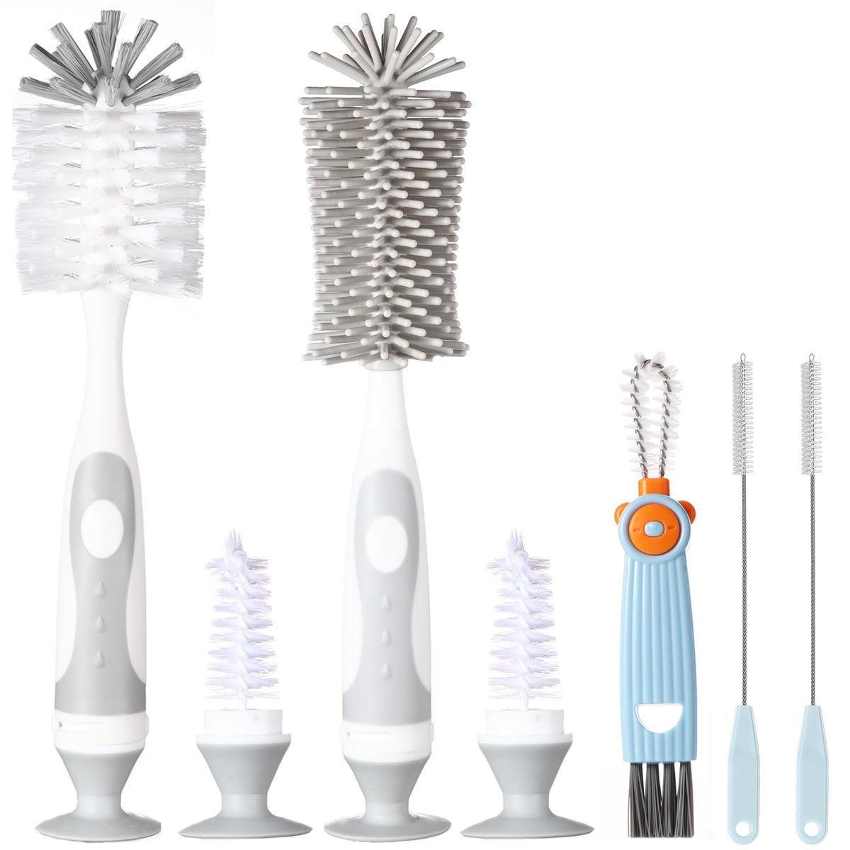 Ariseno 5-in-1 nylon bottle brush in action for thorough cleaning