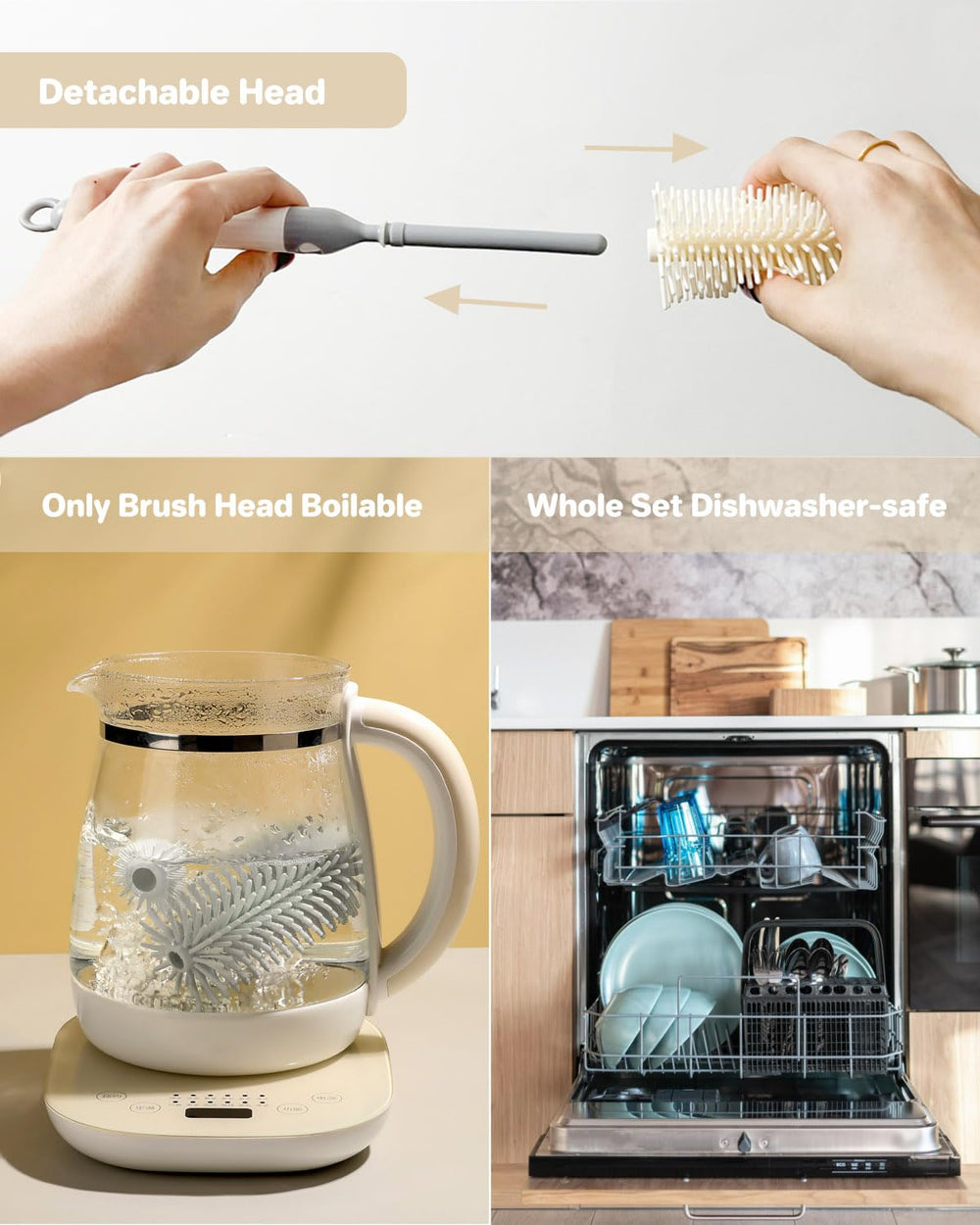 Ariseno travel bottle cleaner kit drying rack shows integrated air-drying for 4 bottles.