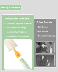 Ariseno travel bottle cleaner kit nipple brush for gentle, precise cleaning of nipples and small openings.