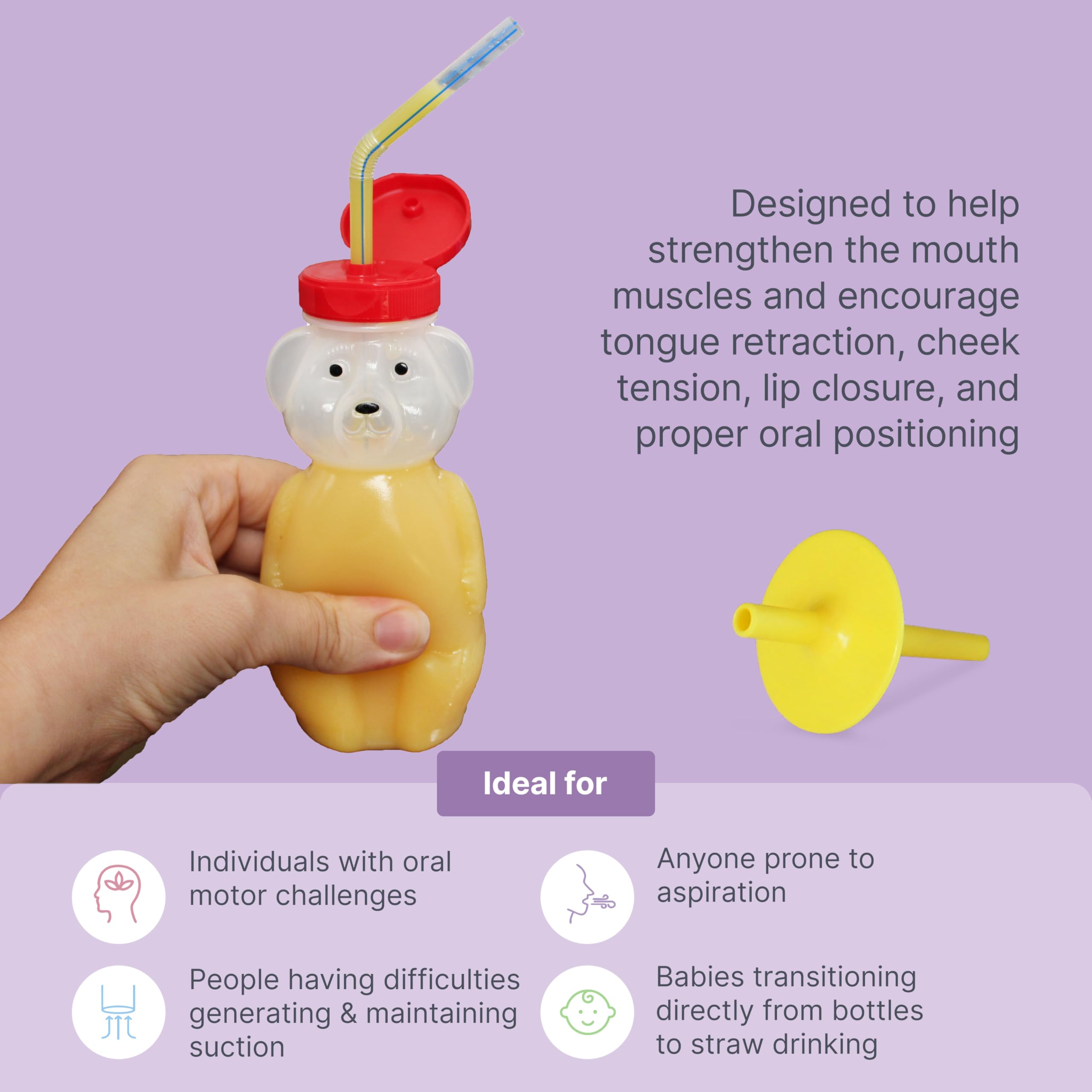 ARK Therapeutic Bear Bottle Kit eight-ounce-bottle shown for transitioning from bottles to straw.
