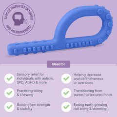 ARK Therapeutic Textured Grabber XXT use-bite-motion demonstrates gentle jaw-strength practice