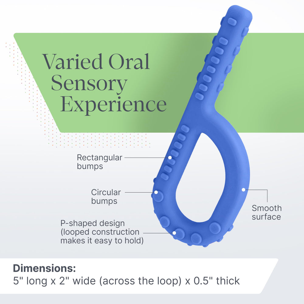 ARK Therapeutic Textured Grabber XXT in hand shows grip support and safe chewing practice