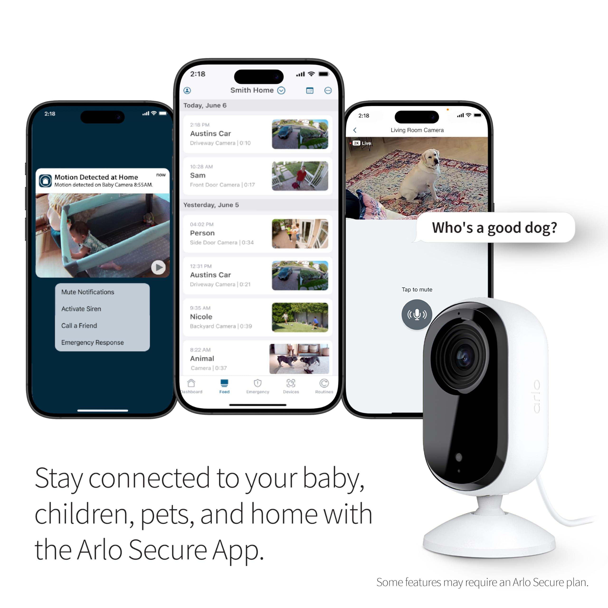 Arlo Essential color night vision highlights clear images in low light for late-night checks.