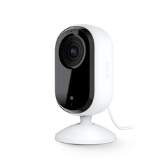 Arlo Essential Indoor Camera 2K front view for discreet room monitoring and peace of mind.