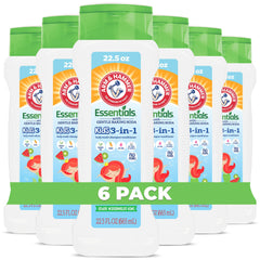 Arm & Hammer 6 Pack Essentials Kids Body Wash bottle on shelf for safe daily cleanse.