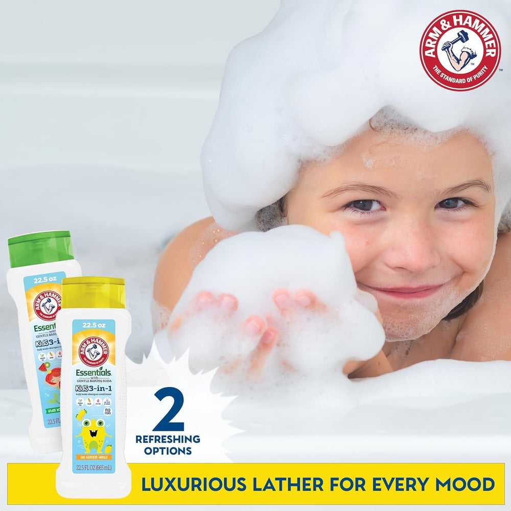 Arm & Hammer 6 Pack Essentials Kids Body Wash watermelon kiwi scent with playful packaging.