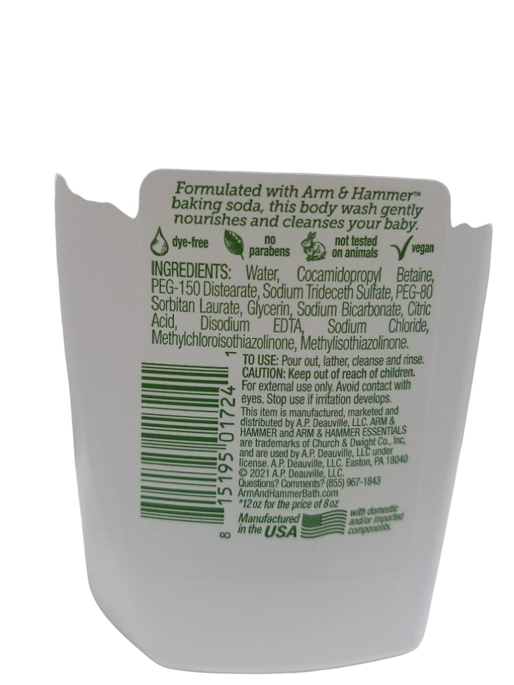 Arm & Hammer Essentials Baby Wash bubble-lather scene for gentle cleansing.
