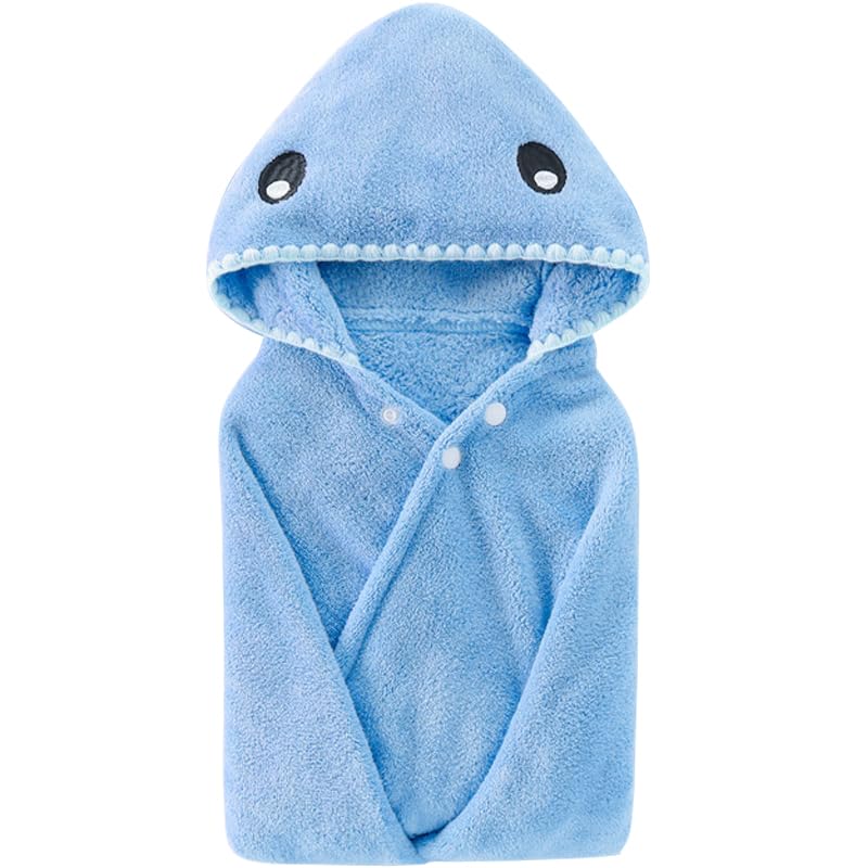 ARNUAETY Hooded Shark Towel front view showing oversized fit for growing kids and easy wrap