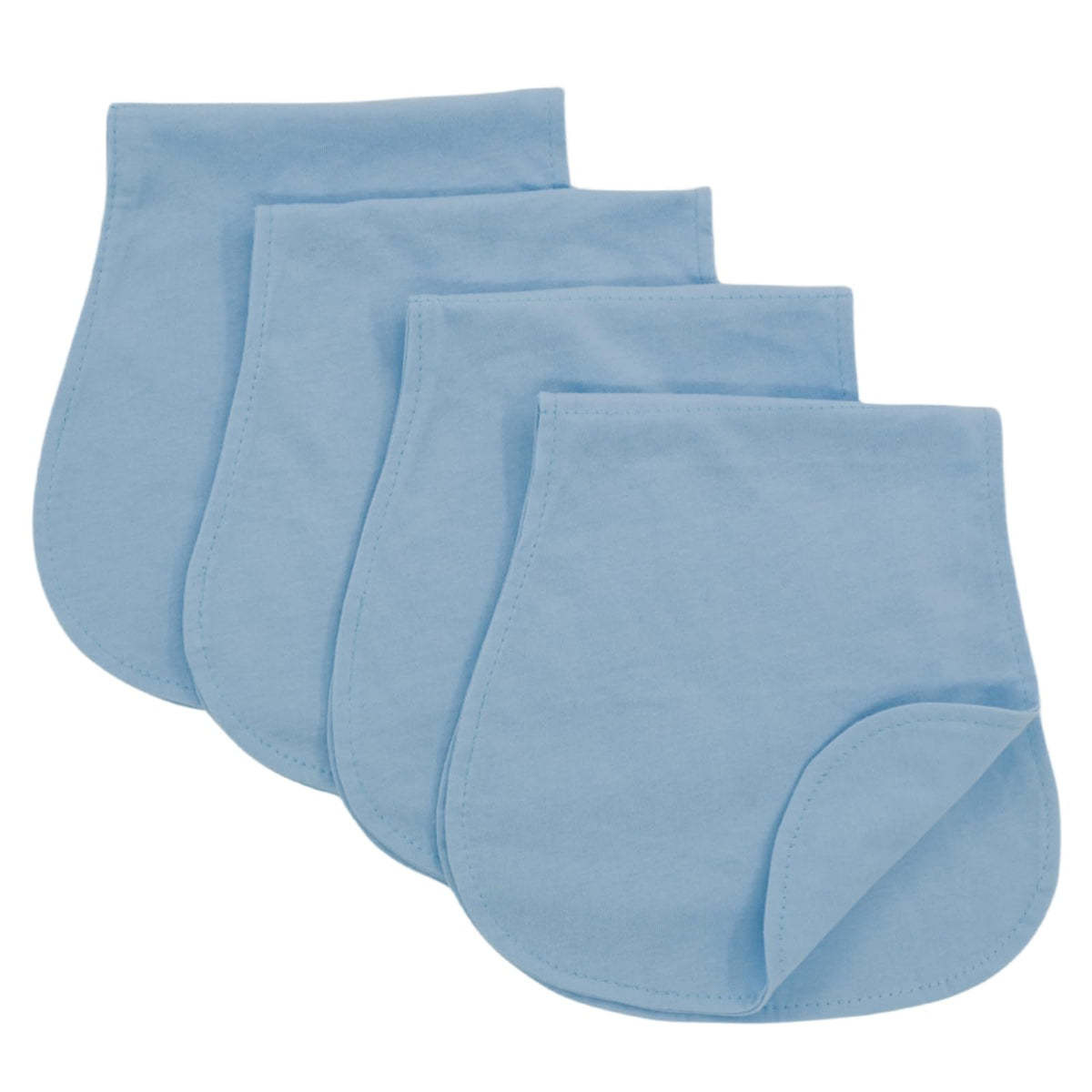 Arnzion baby burp cloths blue four-pack laid flat for size and protection