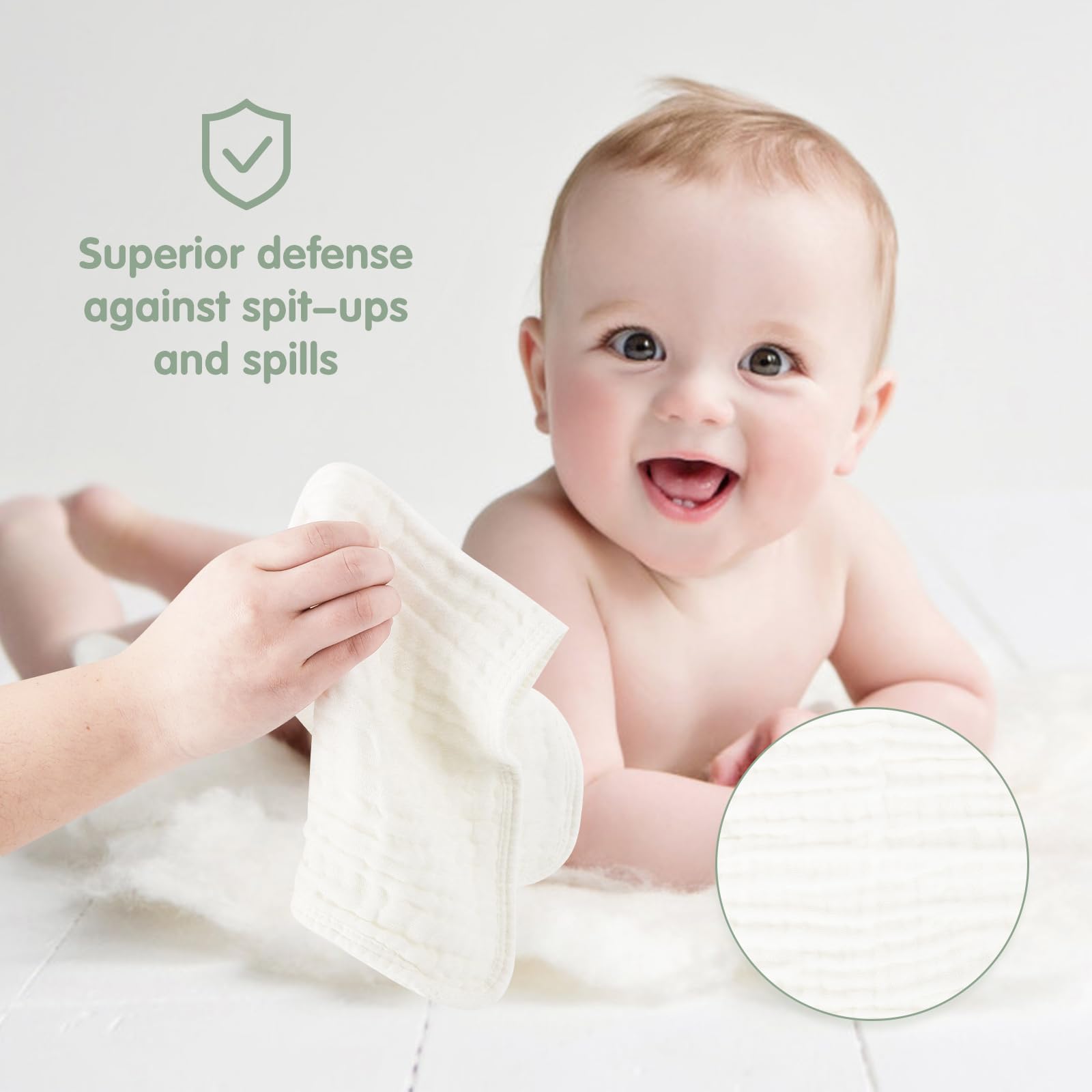 Arnzion Muslin Burp Cloths 10-pack for daily baby care on the go.