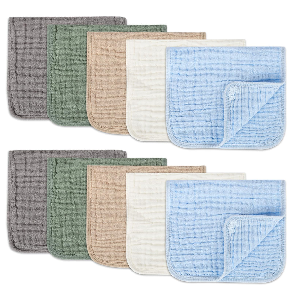 Arnzion Muslin Burp Cloths set packaged for gifting and easy storage.