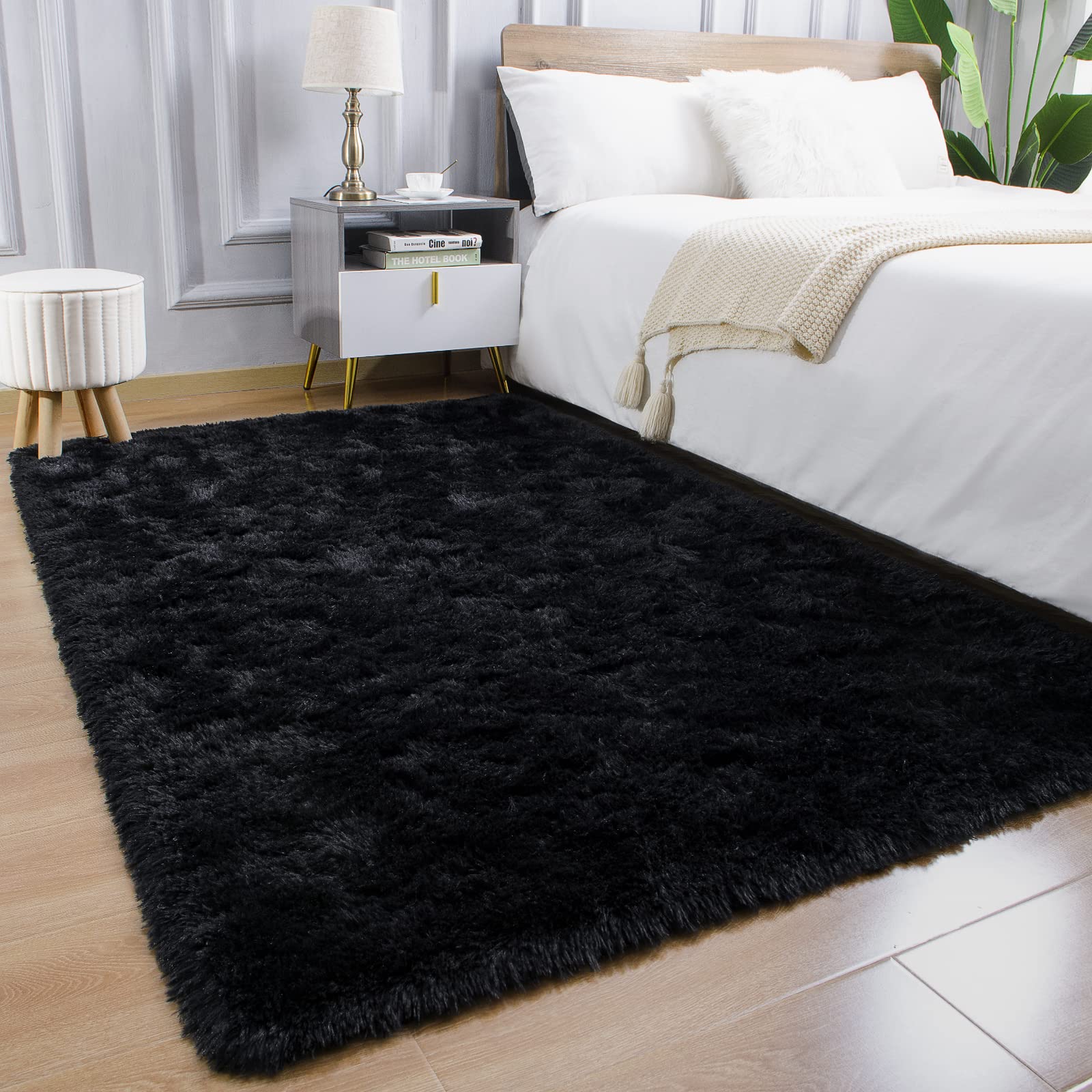 AROGAN rug in bedroom setup shows warm inviting ambiance and cozy underfoot.