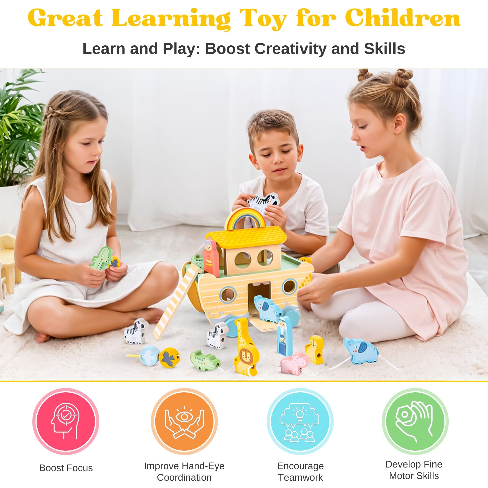 Arristone Noah's Ark animal figures for imaginative learning.