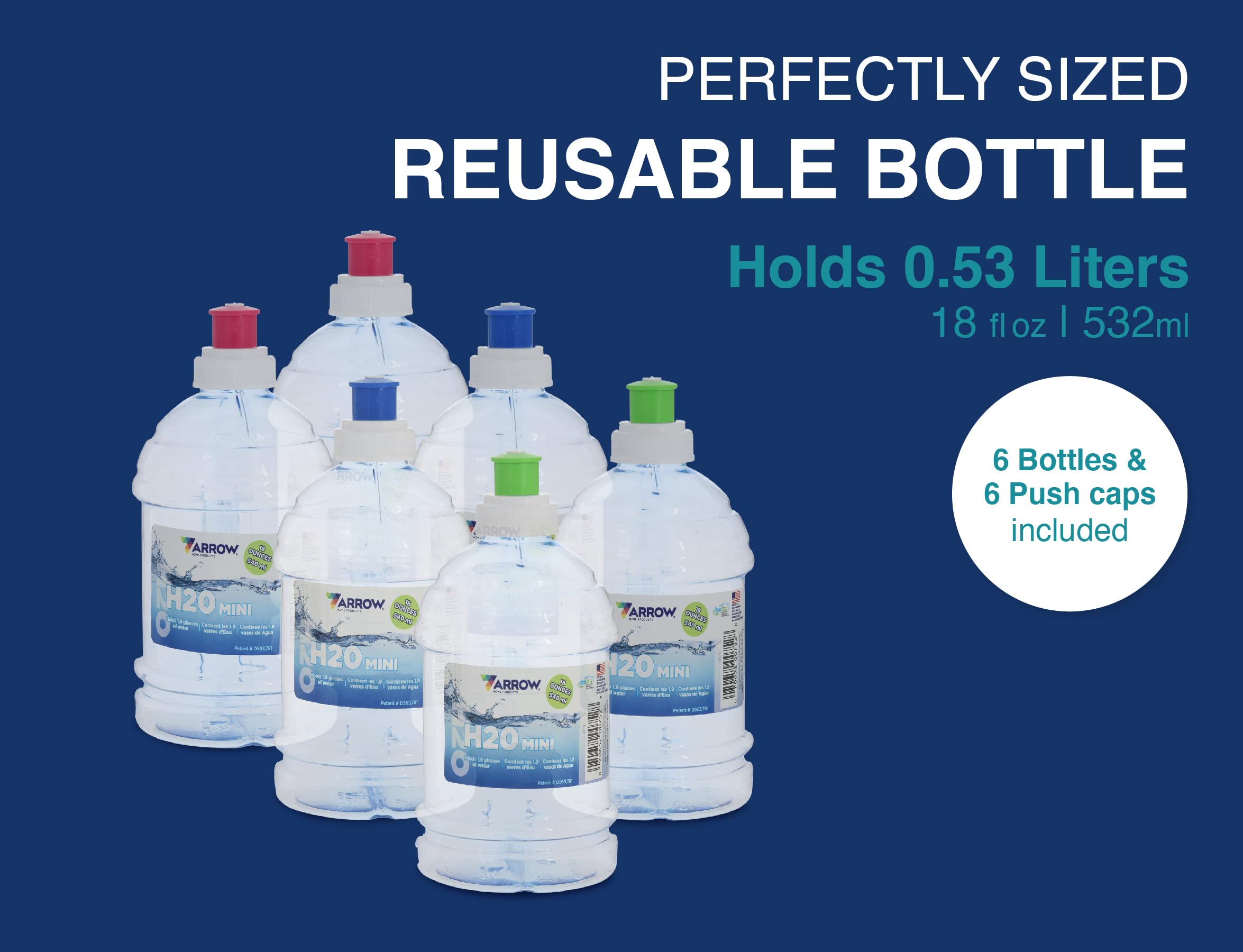 Arrow H2O push-cap close-up shows secure closure for sipping.