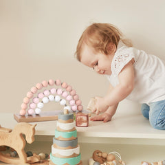 Arrowbash wooden rainbow decor; sturdy, kid-friendly display for playrooms.