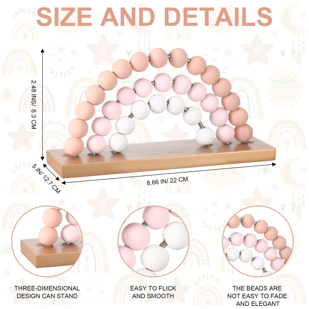 Arrowbash pastel rainbow wooden decor in pink and white; ideal for bookcase accents.