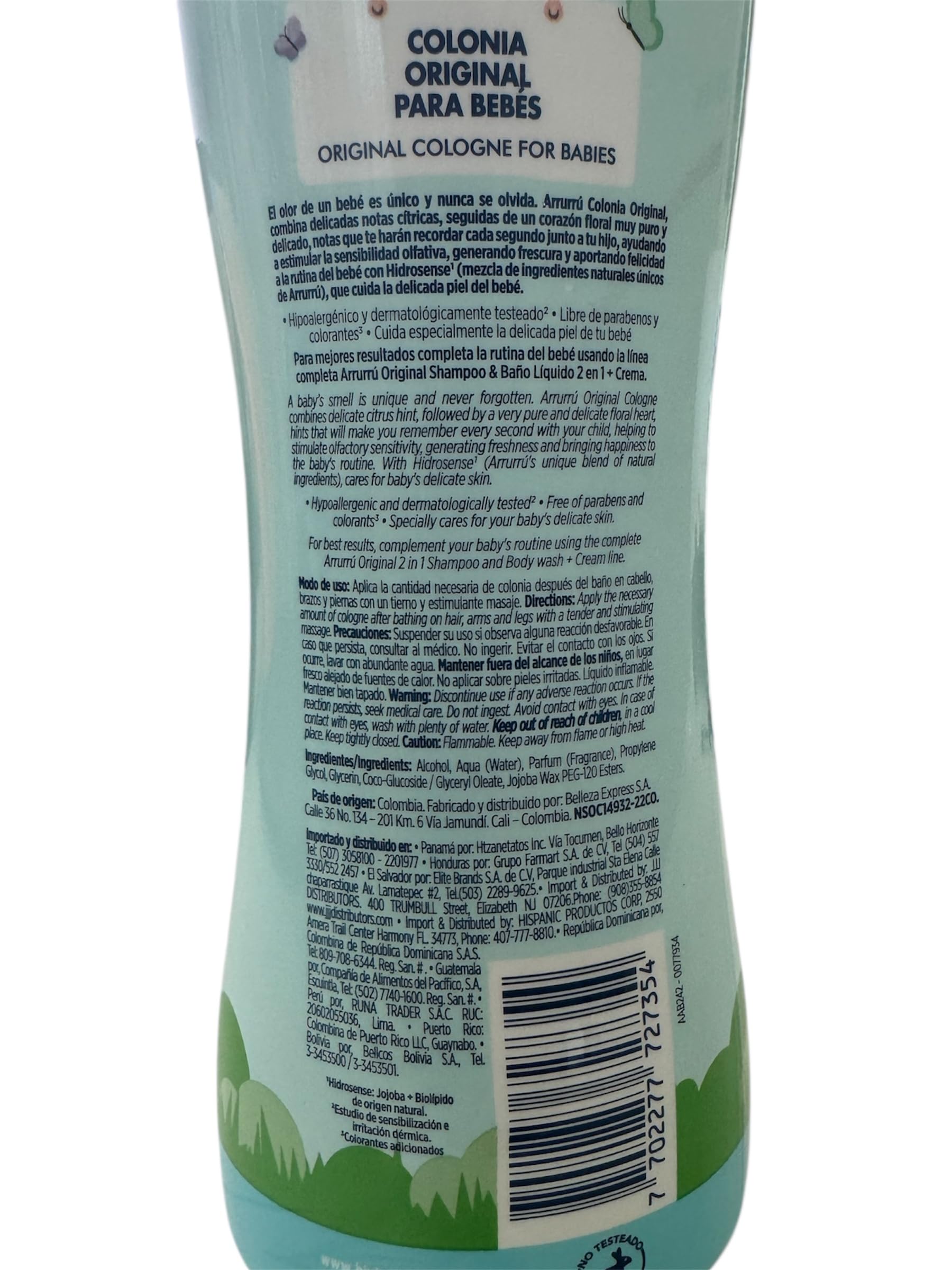 Arrurru naturals Colonia Original Azul on a stroller change table for everyday freshness.