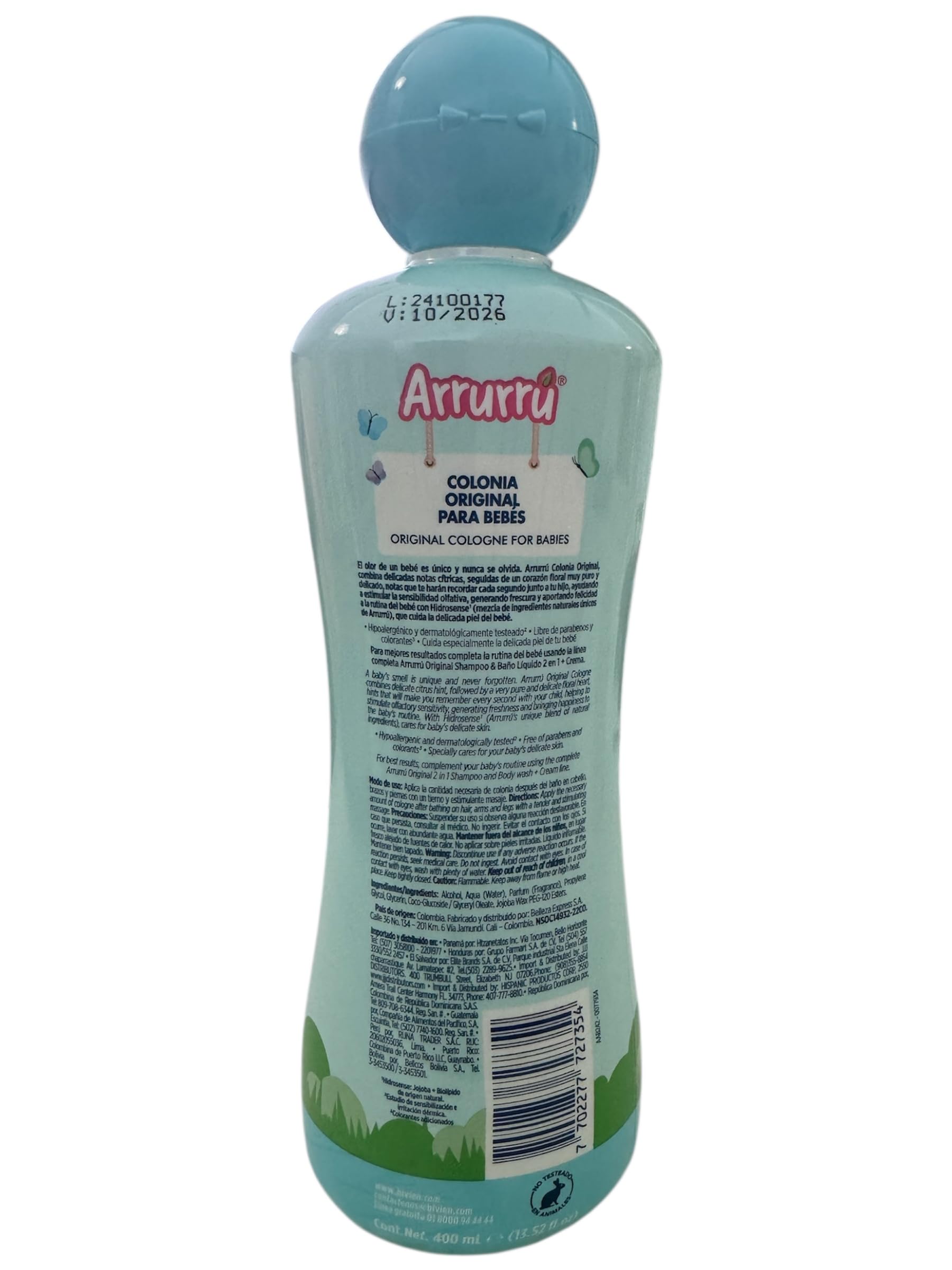 Arrurru naturals Colonia Original Azul packaging highlights natural ingredients and gentle care.