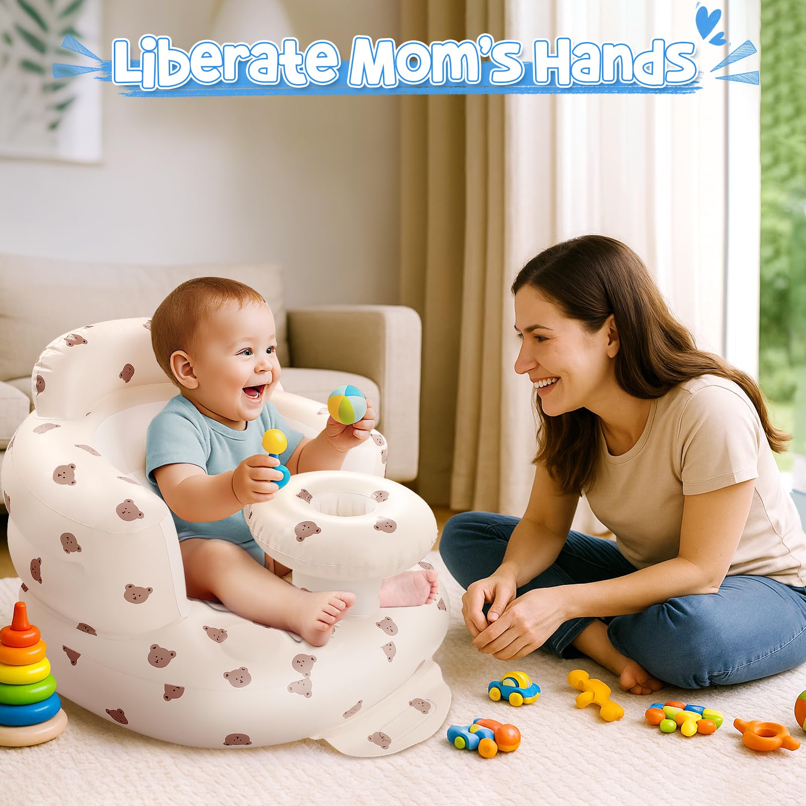 Arscniek Bear Head back support provides soft stability during play