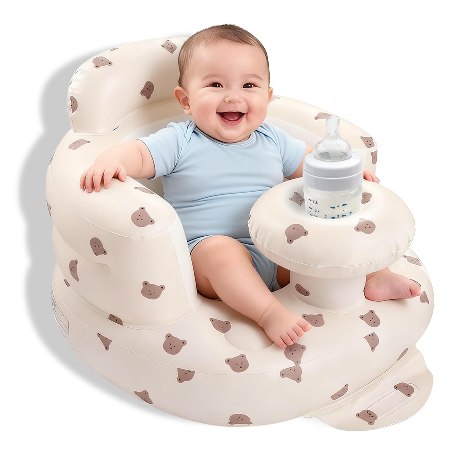 Arscniek Bear Head inflatable baby seat front view supports sit-up learning