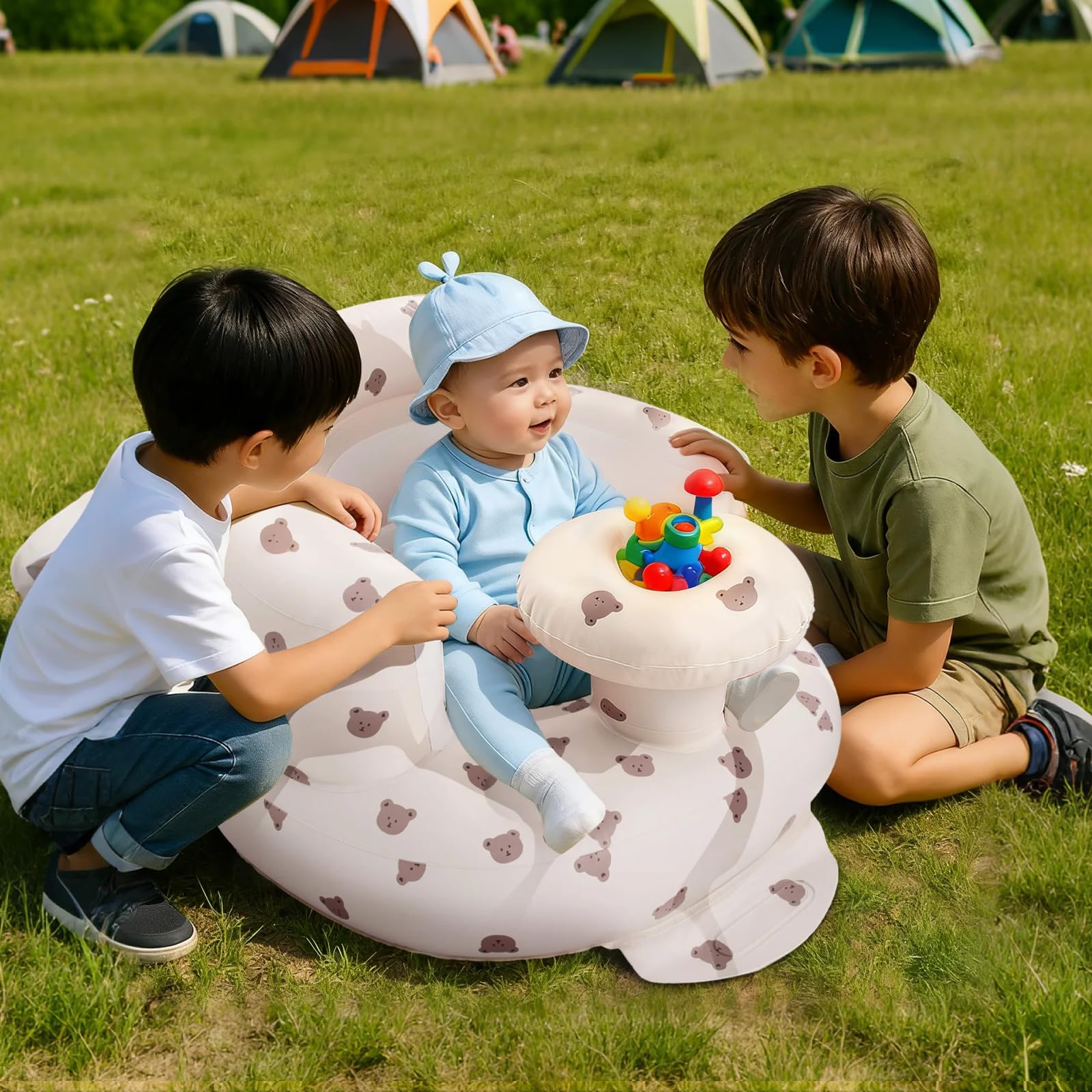 Arscniek Bear Head portable indoor outdoor seat fits in bags