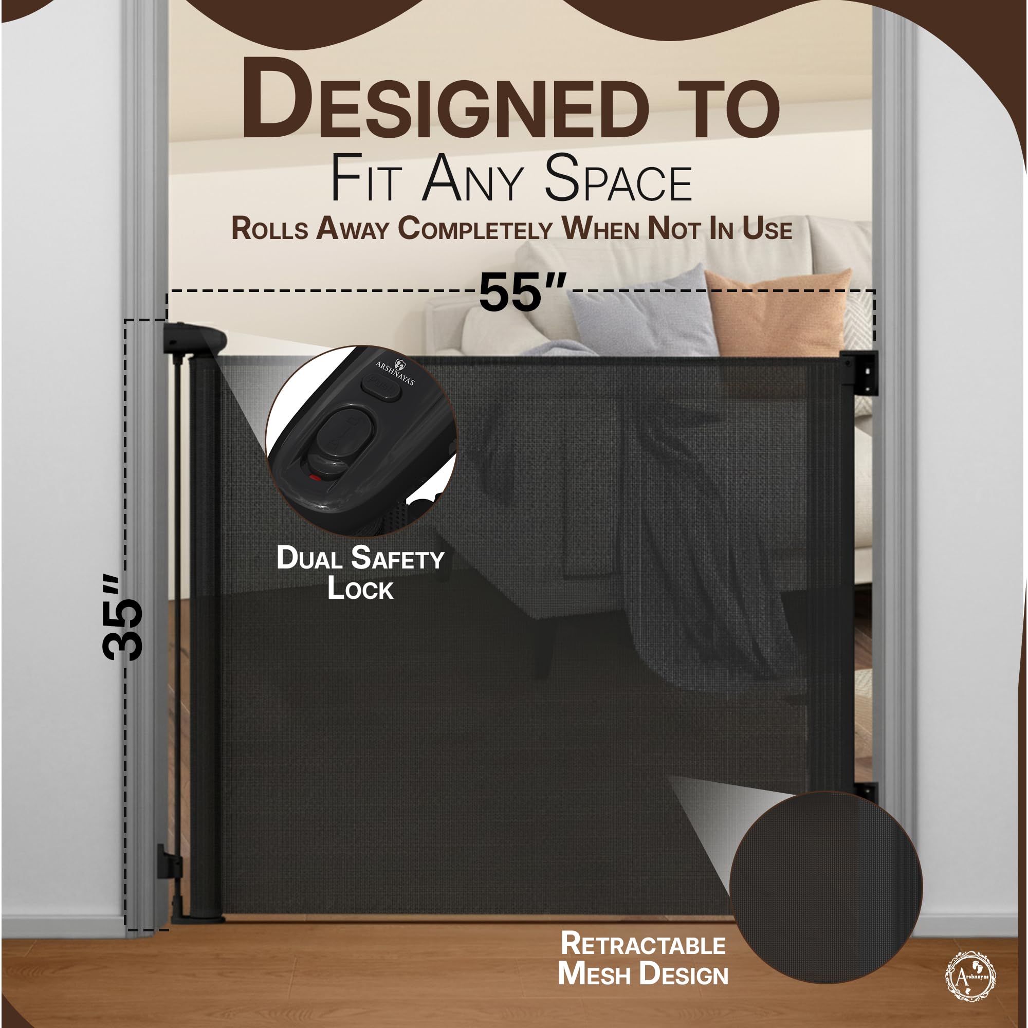 ARSHNAYAS retractable gate indoor-outdoor use ideal for stairs and decks