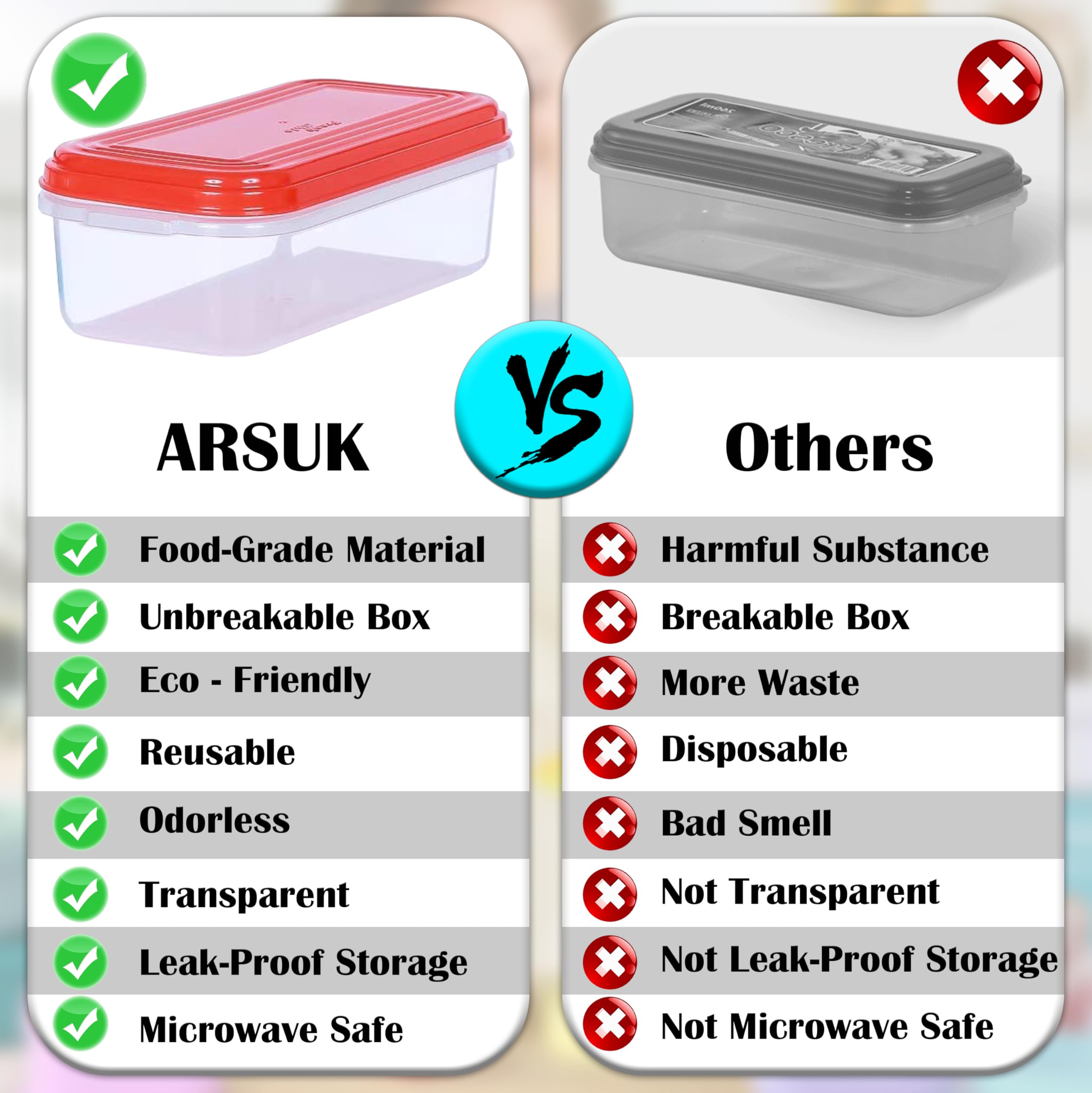 ARSUK stackable design helps organize fridge shelves, pantry, and drawers with neat, space-saving clarity.