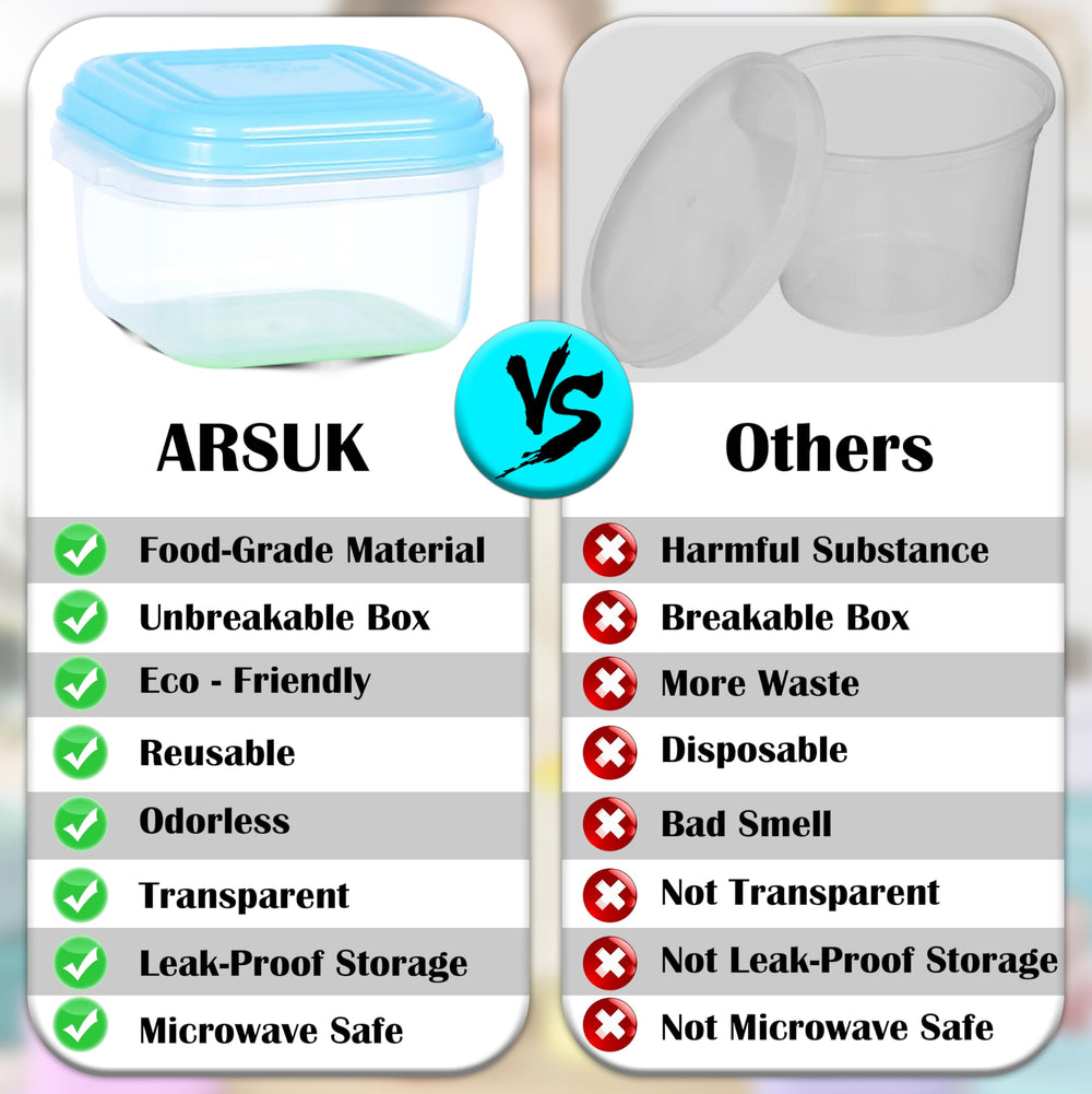 ARSUK transparent stackable containers for easy fridge and freezer organization