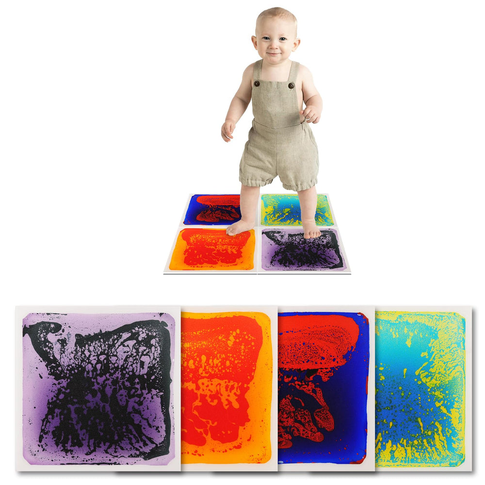 Art3d Baby Sensory Water Mats blue-red tiles demonstrate vivid color contrast for tactile play.