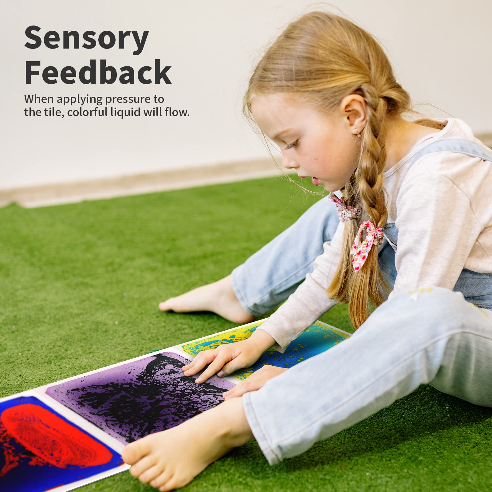 Art3d Baby Sensory Water Mats orange-red tiles invite lively eye tracking during exploration.