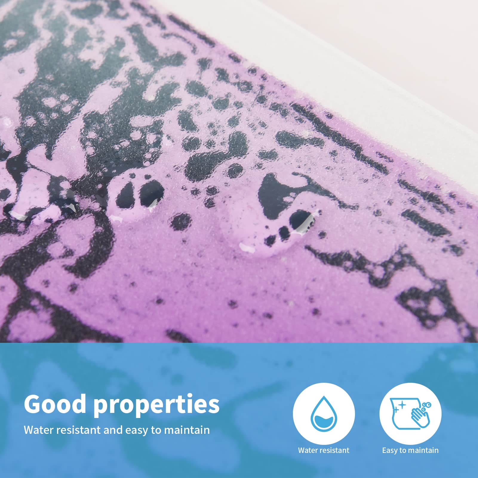 Art3d Baby Sensory Water Mats purple-black tiles offer high-contrast visuals for focus and curiosity.