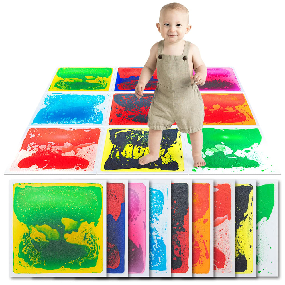 Art3d Liquid Fusion tile colors show moving hues for playful sensory exploration.